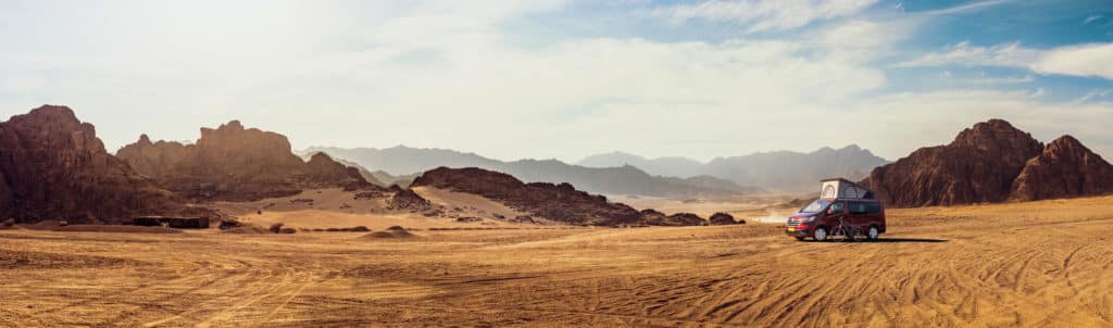 Panoramic empty desert background with copy space