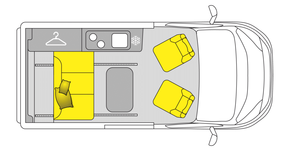 Implantation du van aménagé Trek 5+ Hanroad.