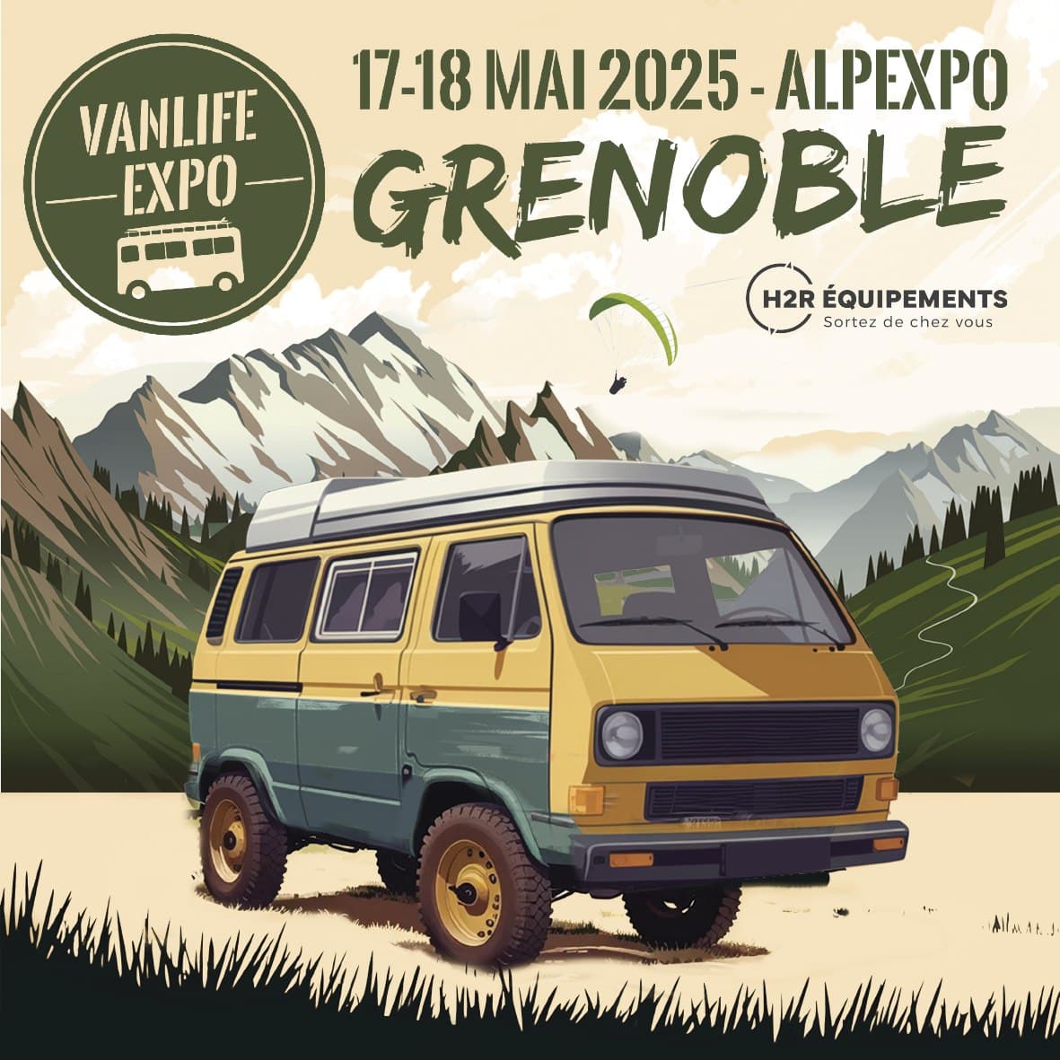 Affiche vanlife expo de Grenoble.