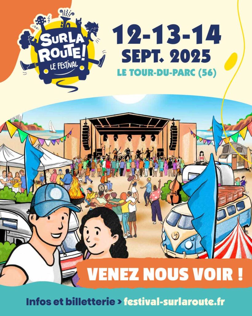 affiche festival sur la route présentant des vans aménagés